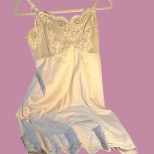 Vintage Light Pink and Lace Nylon Slip Tailored